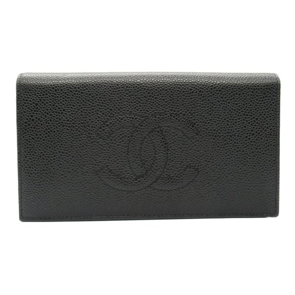 CHANEL Coco Mark Zip Long Wallet Bi-fold Leather Black - Picture 2 of 11